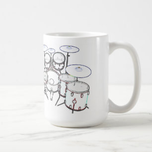 El tambor fijó (negro y blanco) - taza de café