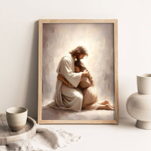 Él te ama, Arte Cristiano, Jesús abrazando a una m