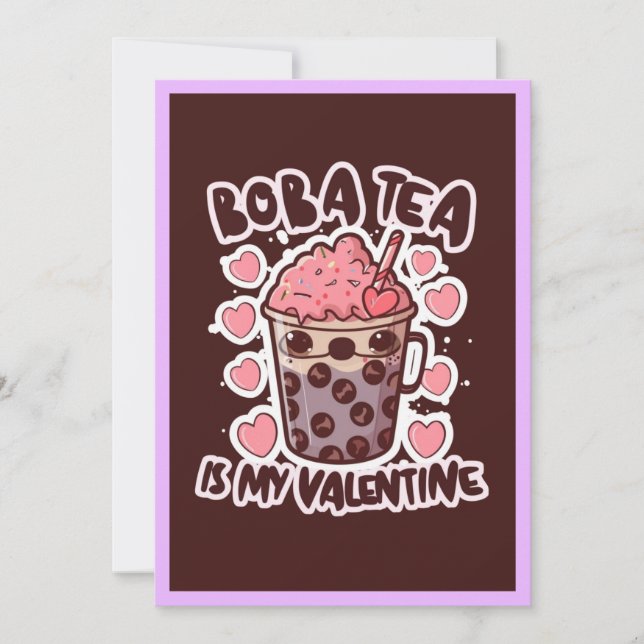 El té lindo Boba es mi tarjeta de San Valentín (Anverso)
