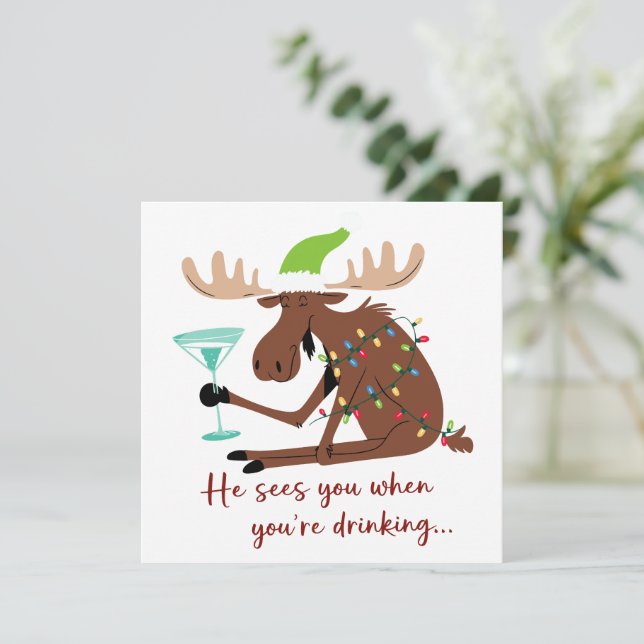 Él te ve cuando bebes divertido reno de Navidad (Anverso de pie)