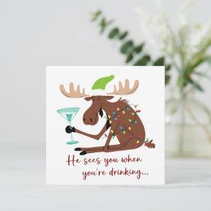 Él te ve cuando bebes divertido reno de Navidad