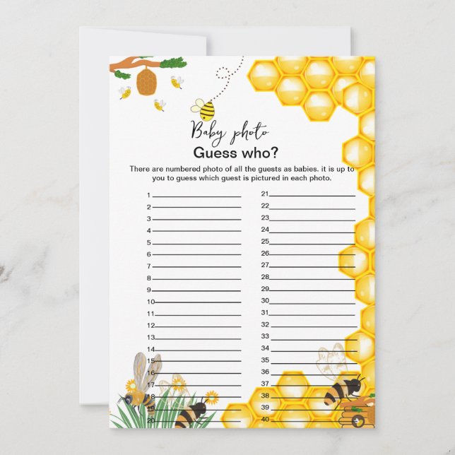 El tema de la ducha bebé adivina quién juega (Anverso)