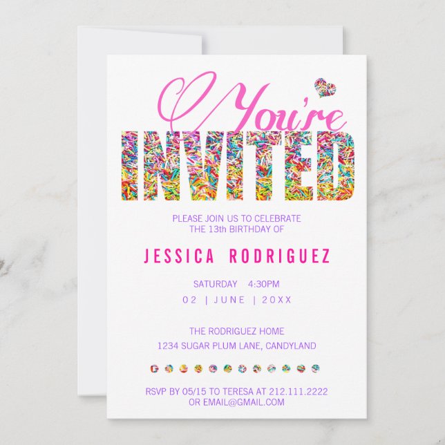 El tema del caramelo asperja la invitación de la (Anverso)