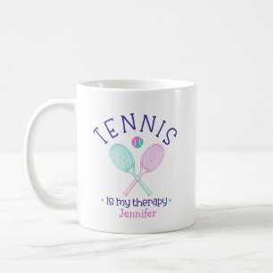 "El tenis es mi terapia" Taza de café personalizad