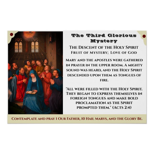 El tercer Poster de misterio glorioso (Anverso)