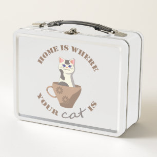 El texto divertido en casa es donde su gato está e