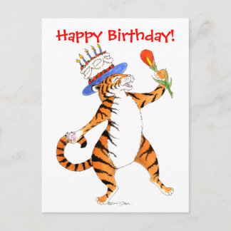 El tigre canta el feliz cumpleaños - postal