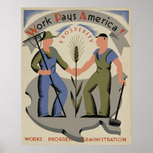 El trabajo paga a los Posters de WPA Vintage de Es