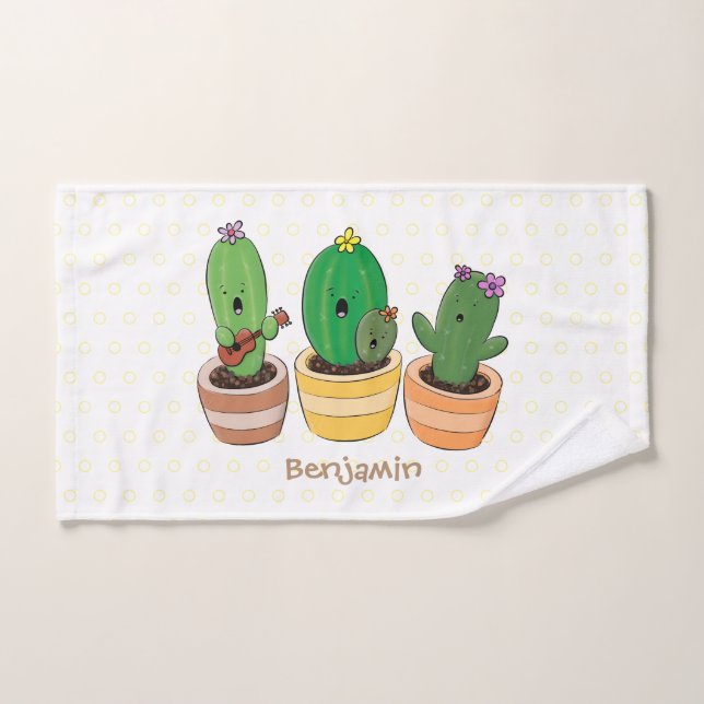El trío de cactus lindo canto ilustracion personal (Toalla de mano)