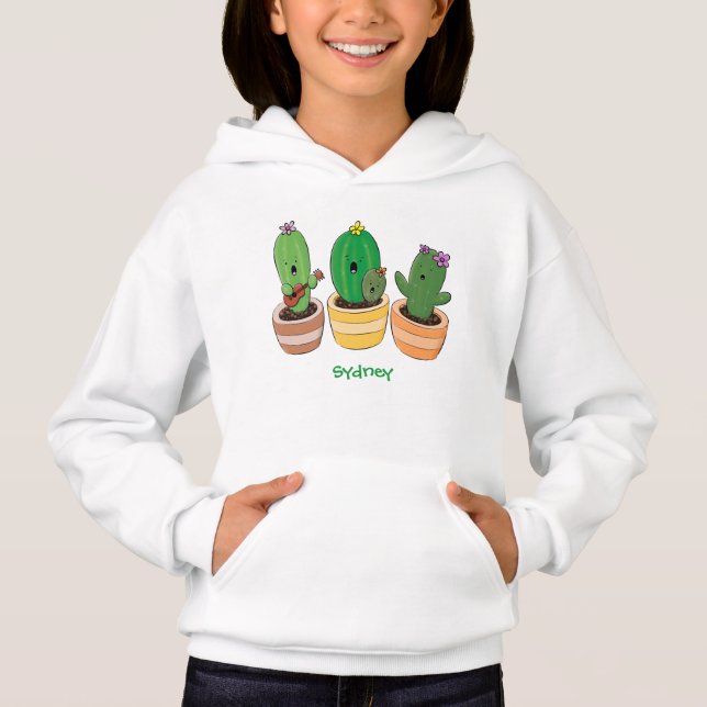 El trío de cactus lindo canto ilustracion personal (Anverso)