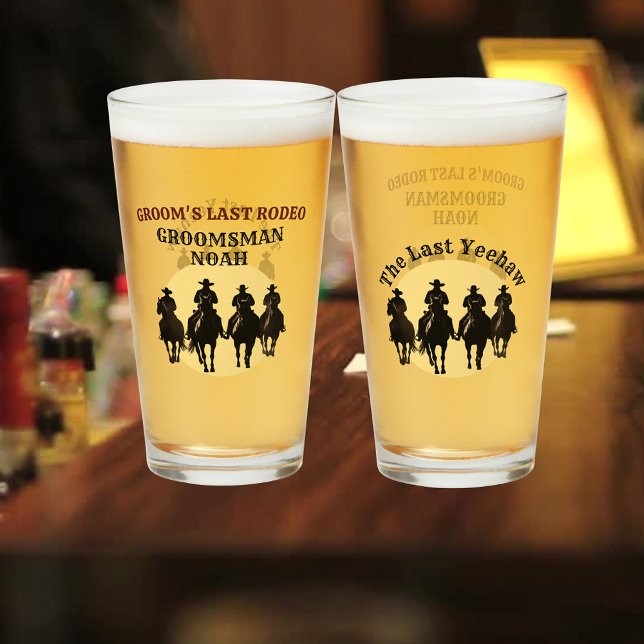 El último rodeo de Groomsman: bebida Fiesta del at (Groomsman’s Last Rodeo Cowboy Sunset Party Drink Glass)