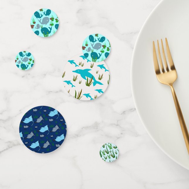 El único océano marino de Confetti dibujado a mano (Grupo)