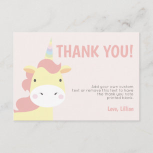 El unicornio adorable le agradece las tarjetas