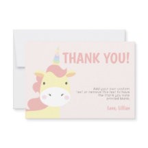 El unicornio adorable le agradece las tarjetas