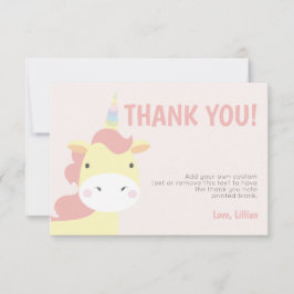 El unicornio adorable le agradece las tarjetas