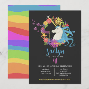 El unicornio burbujea invitación de la fiesta de