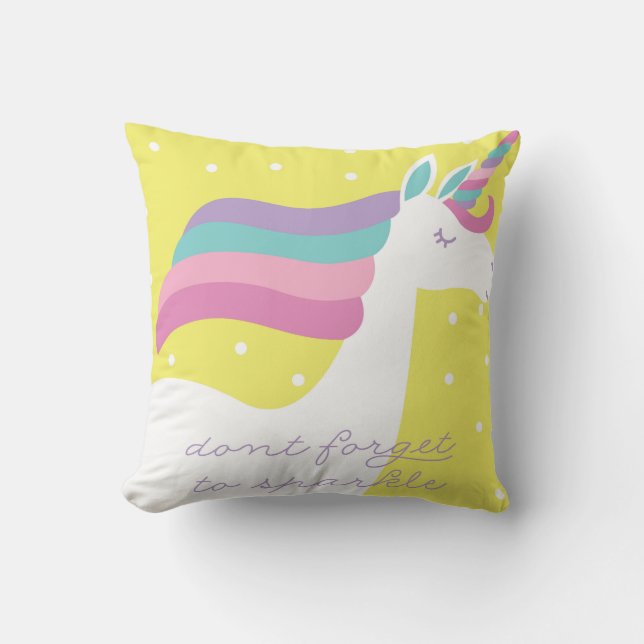 El unicornio no olvida chispear almohada de la (Anverso)