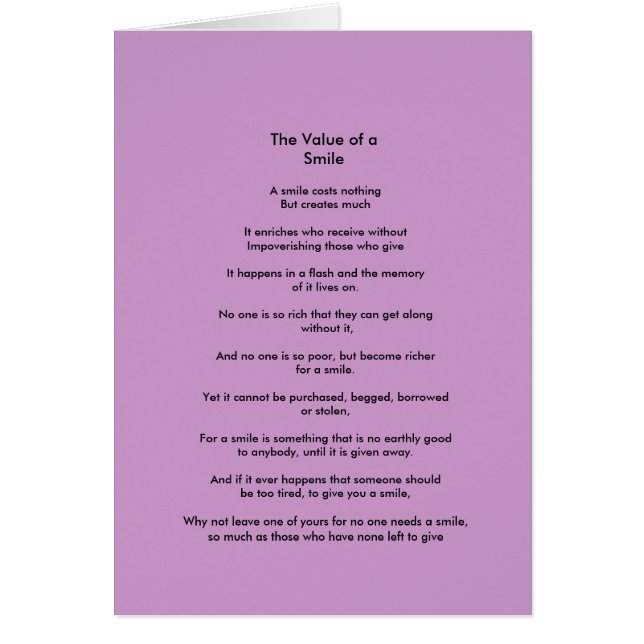 El valor de un poema de la sonrisa (Frente)