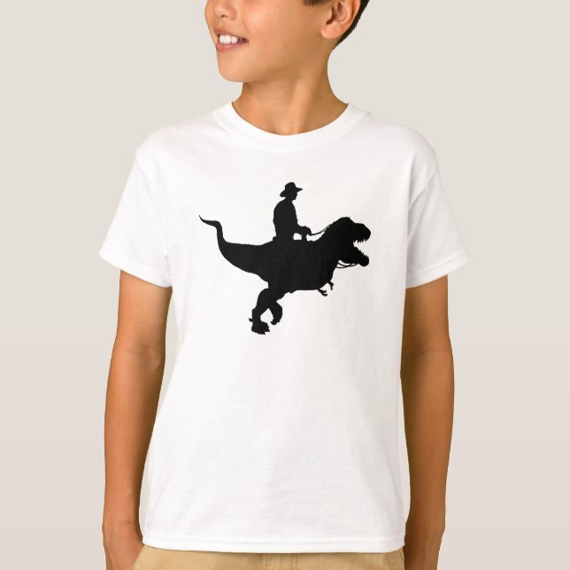 El vaquero que monta T-Rex embroma la camiseta (Anverso)