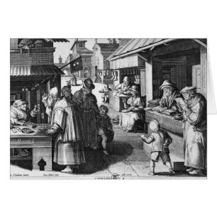 El vendedor de espectáculos, grabado por Jan Colla