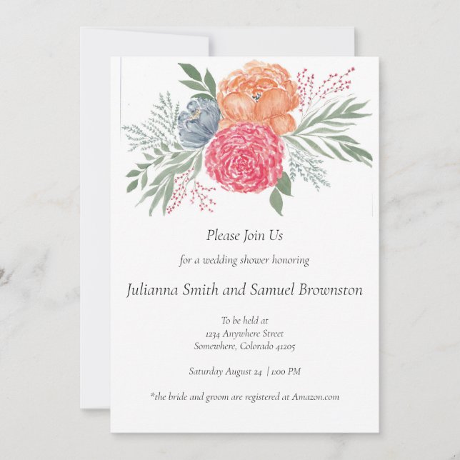 El verano florece la invitación floral moderna (Anverso)