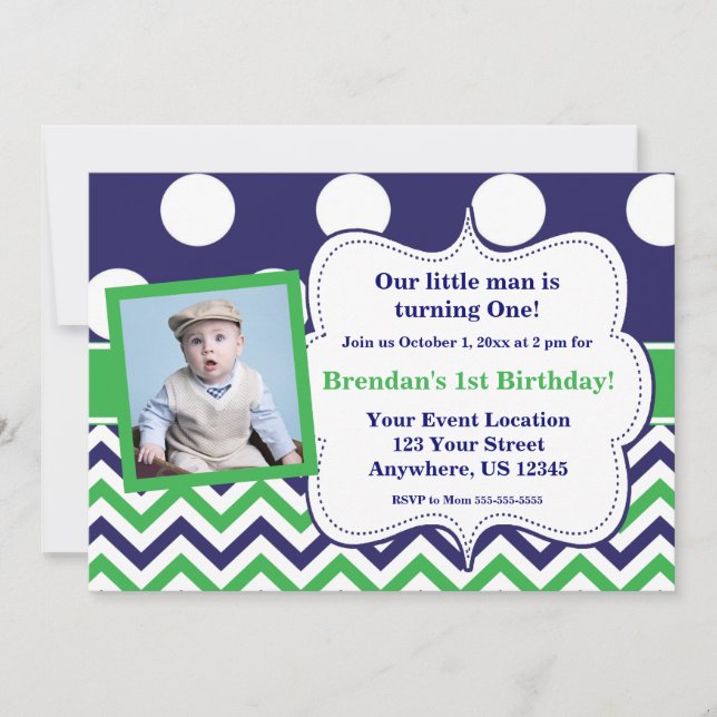 El verde azul puntea la invitación del cumpleaños (Anverso)