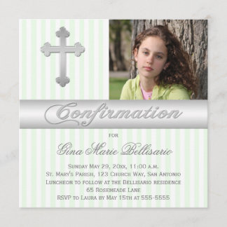 El verde blanco raya la invitación de la foto de
