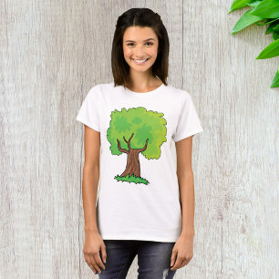 El verde del árbol leafy deja la camiseta