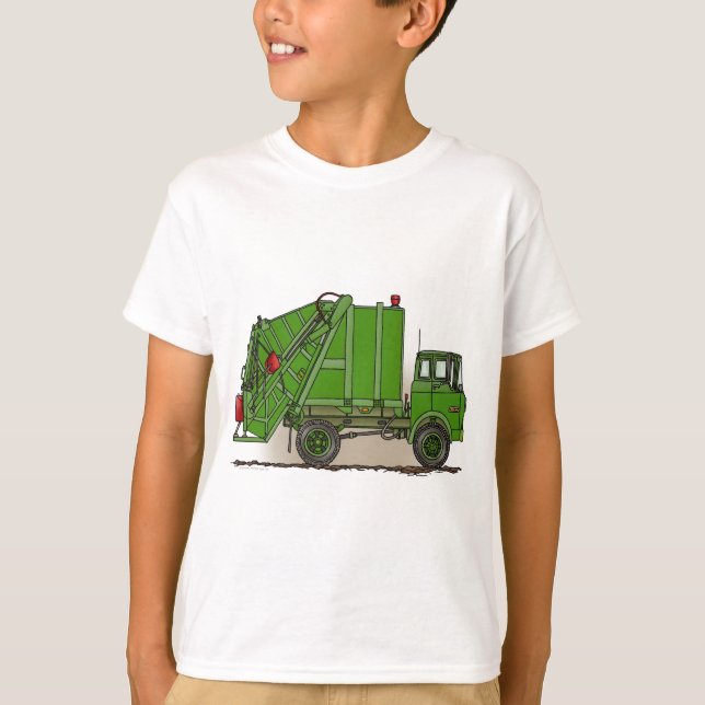 El verde del camión de basura embroma la camiseta (Anverso)
