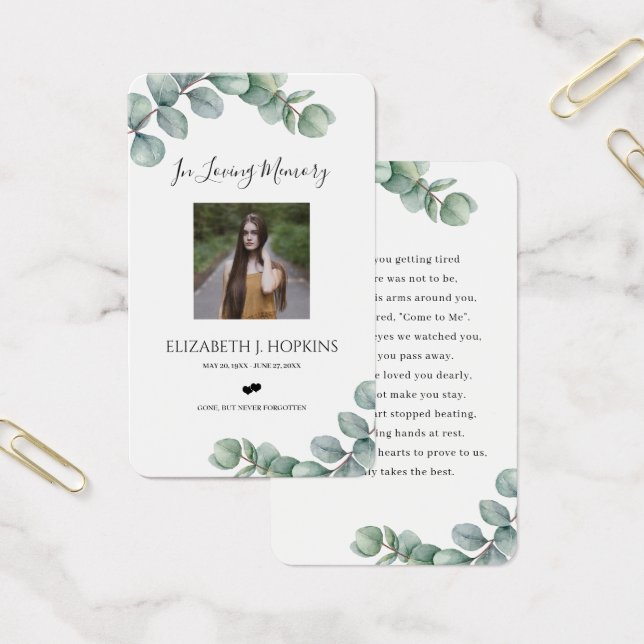 El verde Eucalyptus deja tarjetas de oración fotog (Oficina)