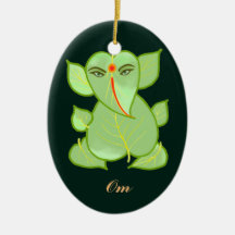 El verde oval de OM deja el ornamento de Ganpati