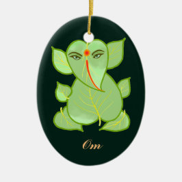 El verde oval de OM deja el ornamento de Ganpati