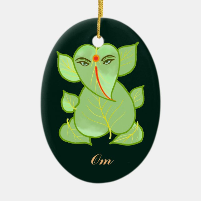 El verde oval de OM deja el ornamento de Ganpati (Frente)