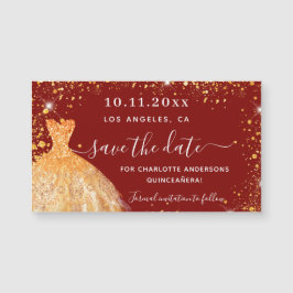 El vestido de oro rojo Quinceanera salva el imán d