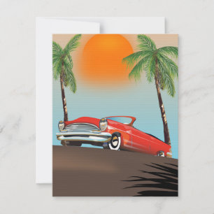 El Viejo Coche Rojo Clásico En Paraíso