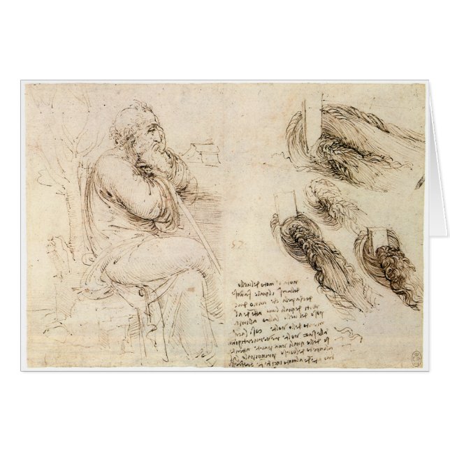 El viejo hombre de Leonardo da Vinci y el esbozo d (Anverso (Horizontal))