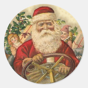 El viejo Santa Claus en el auto: Pegatinas