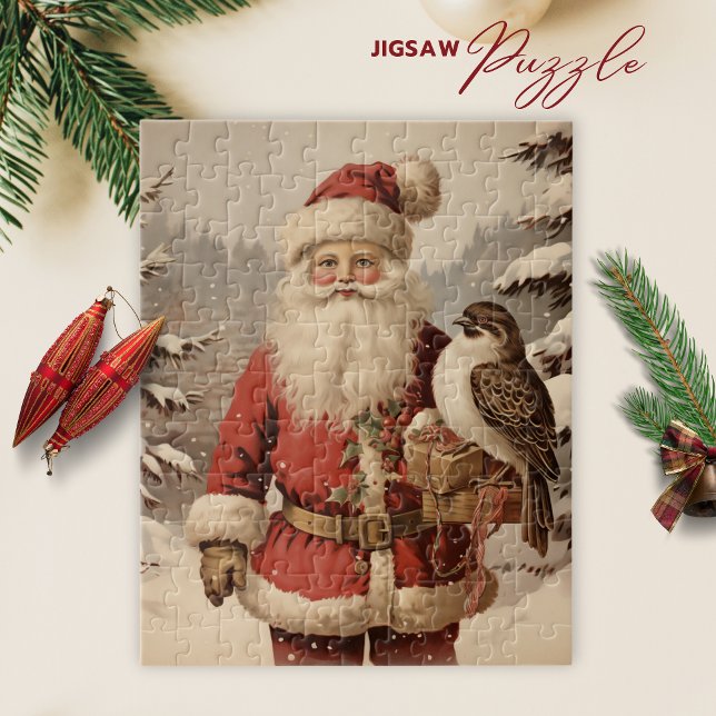 El viejo Santa Claus y el rompecabezas del inviern (Vintage Santa Claus and Bird Winter Puzzle)