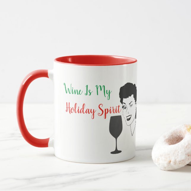 El vino divertido es mi taza del navidad del (Con donut)