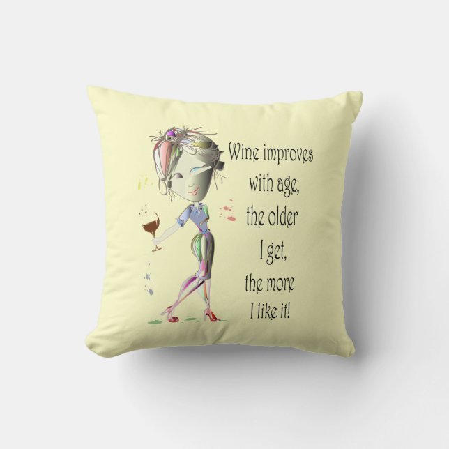 El vino mejora con la almohada divertida de la (Anverso)