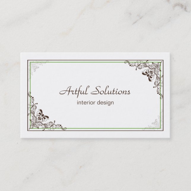 El vintage Brown verde elegante enrolla la tarjeta (Anverso)