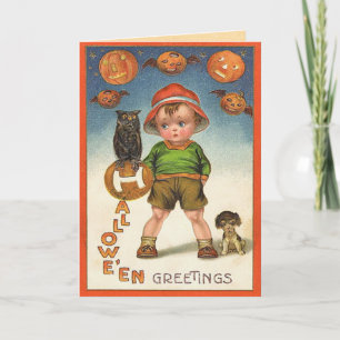 El vintage embroma la tarjeta de Halloween, el