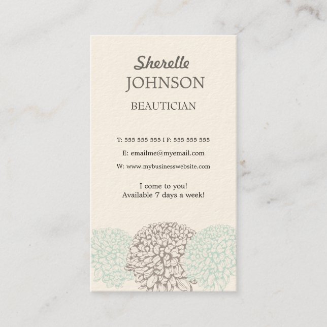 El vintage florece tarjetas neutrales suaves del (Anverso)