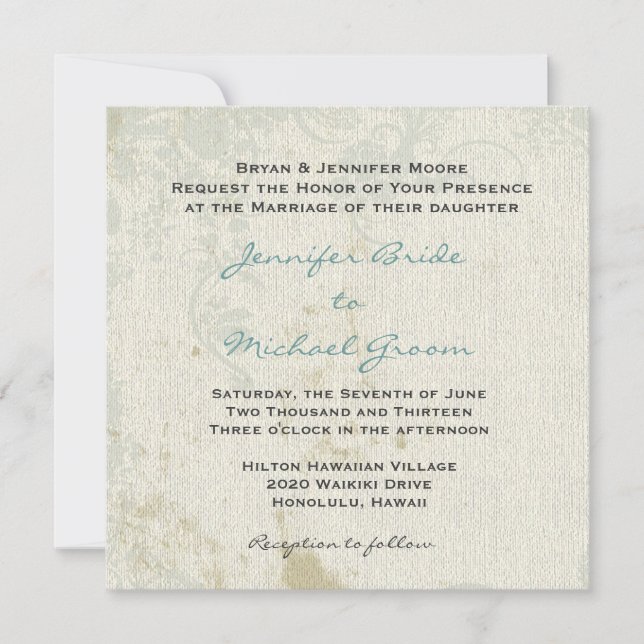 El vintage inspiró la invitación de la boda (Anverso)