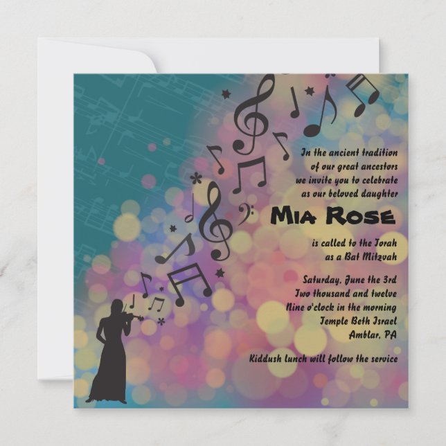 El VIOLINISTA Bar Mitzvah Invitación (Anverso)