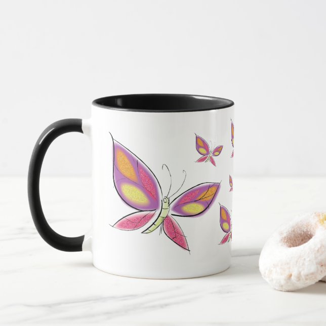 El vuelo de la taza de café flutterby (Con donut)