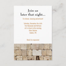 El WALL Bar Bat Mitzvah Recepción Tarjeta Fiesta