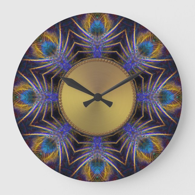 El Web del fractal del pavo real empluma el reloj (Anverso)