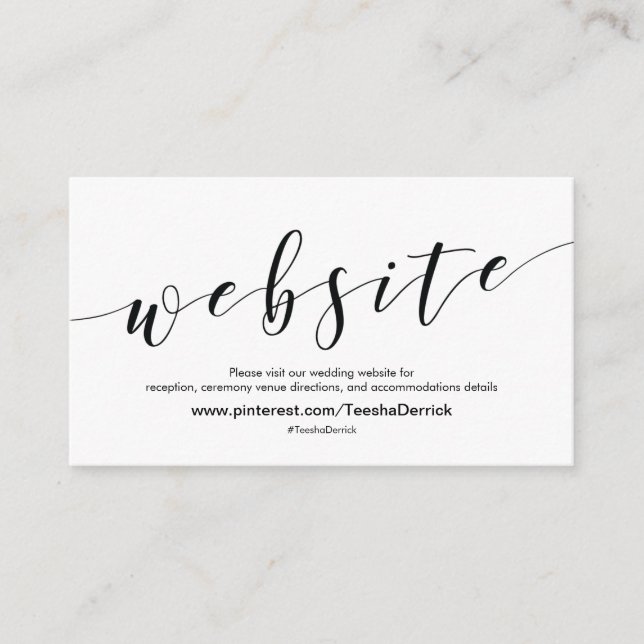 El Web site hermoso de la boda detalla la tarjeta (Anverso)