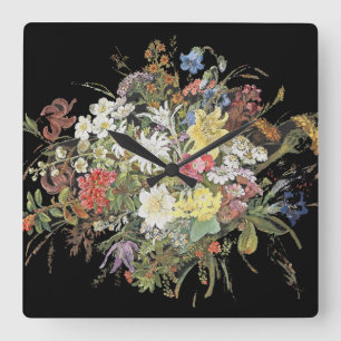 El Wildflower alpino florece el reloj de pared de